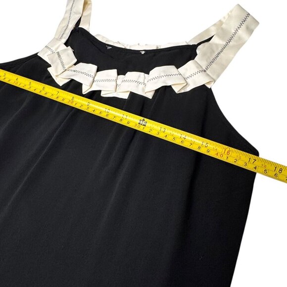 VTG Sleeveless Top Sz.S Black Contrast Trim Ruffle Office Siren Minimalist - Picture 6 of 8